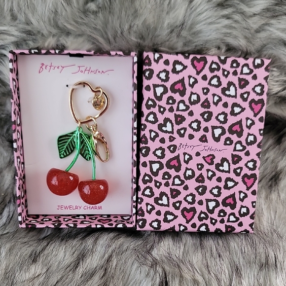 Betsey Johnson Accessories - Betsey Johnson Red Cherry Keychain with Gold and Green Accents